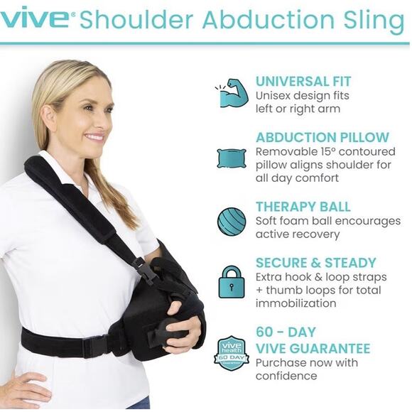 Vive Shoulder Abduction Sling w/ Pillow Immobilizer Left or Right Arm New - Picture 2 of 11